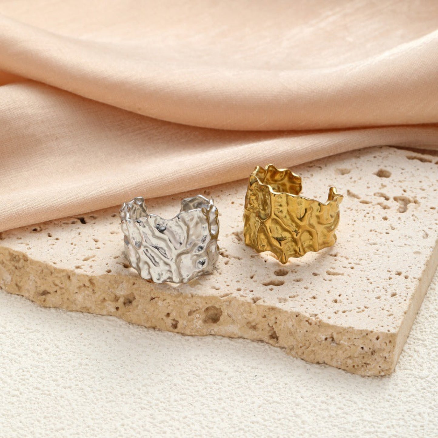 Ring Goldnugget Edelstahl
